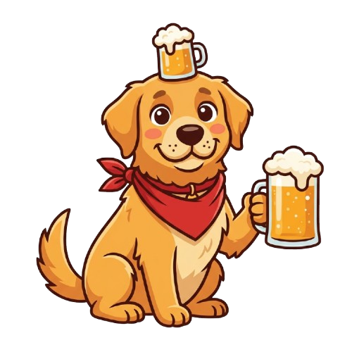 Rufus - mascota Sifo, un labrador vesel cu o halbă de bere